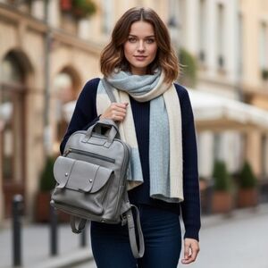 Full Grain Leather Backpack | Gray Pebbled Genuine Leather Daypack | NWOT